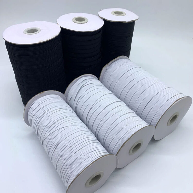 6mm Ribbed Elastic - White