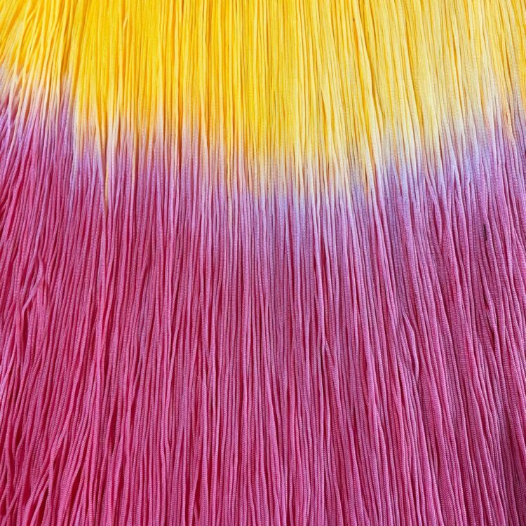Imperfect Stretch Ombre Fringing (30cm) - Yellow to Sugar Pink