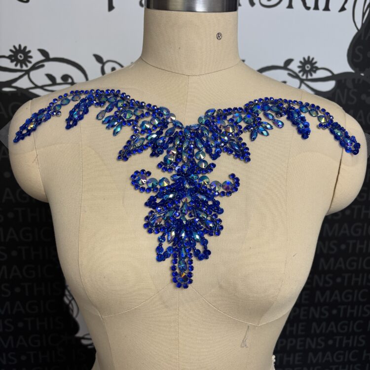 Crystal Rhinestone Applique patch - blue