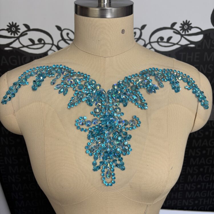 Crystal Rhinestone Appliqué Patch - Turquoise