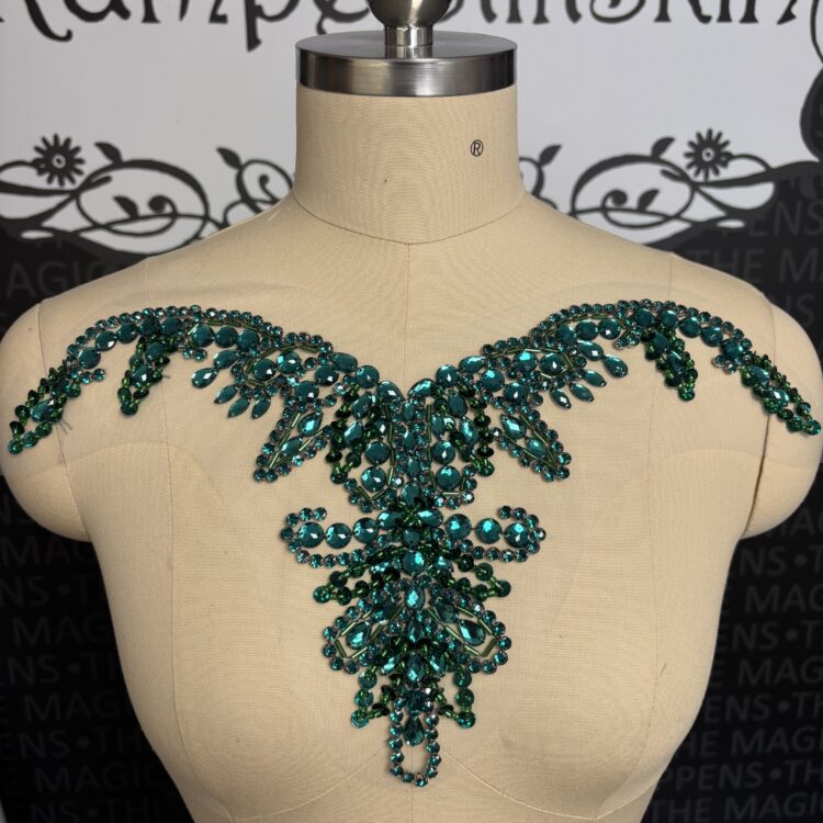 Crystal Rhinestone Applique patch - Emerald Green