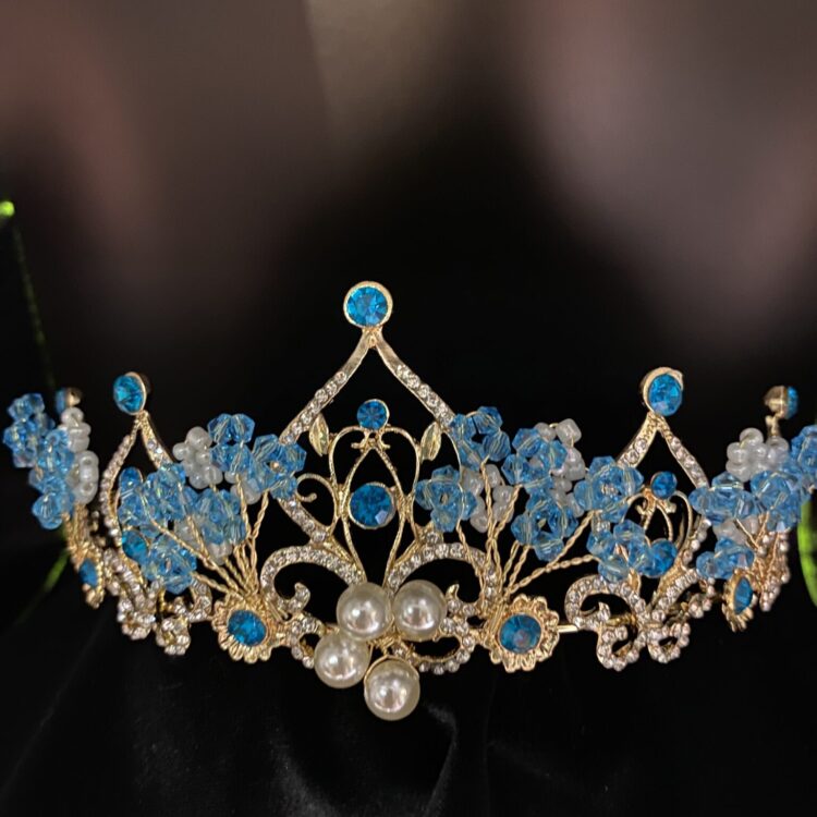 Turquoise and Pearl Crystal Rhinestone Tiara - Child