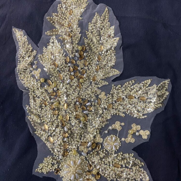 Champagne and Gold Leaf Appliqué - Gold