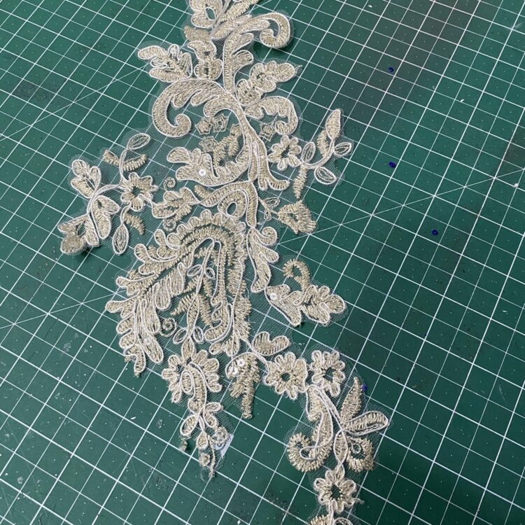 Ivory and Light Gold Appliqué Patch (39cm x 17.5cm)