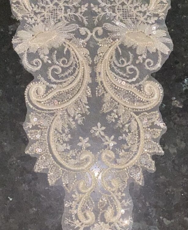 Ivory and Silver Appliqué Patch (41cm x 21cm)