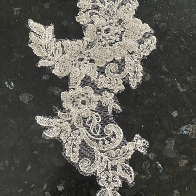 Ivory Beaded Sew-On Patch (28cm x 16cm)