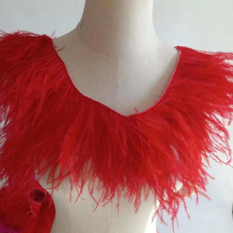 Corded Ostrich (3ply, 10/15cm) - Red, 1m