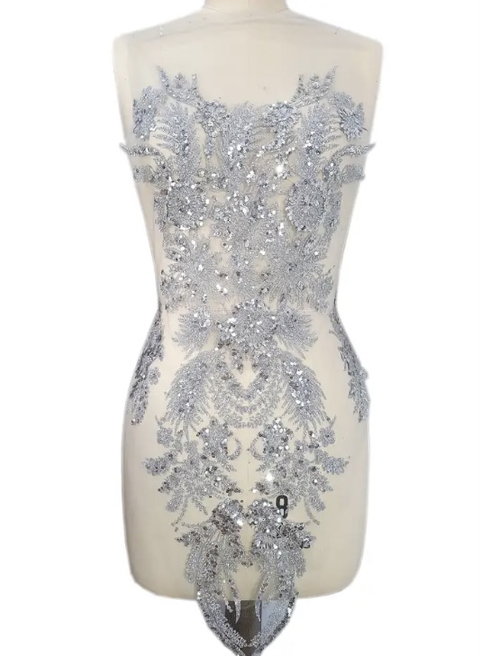 Large Sequin Sew-On Patch - Silver