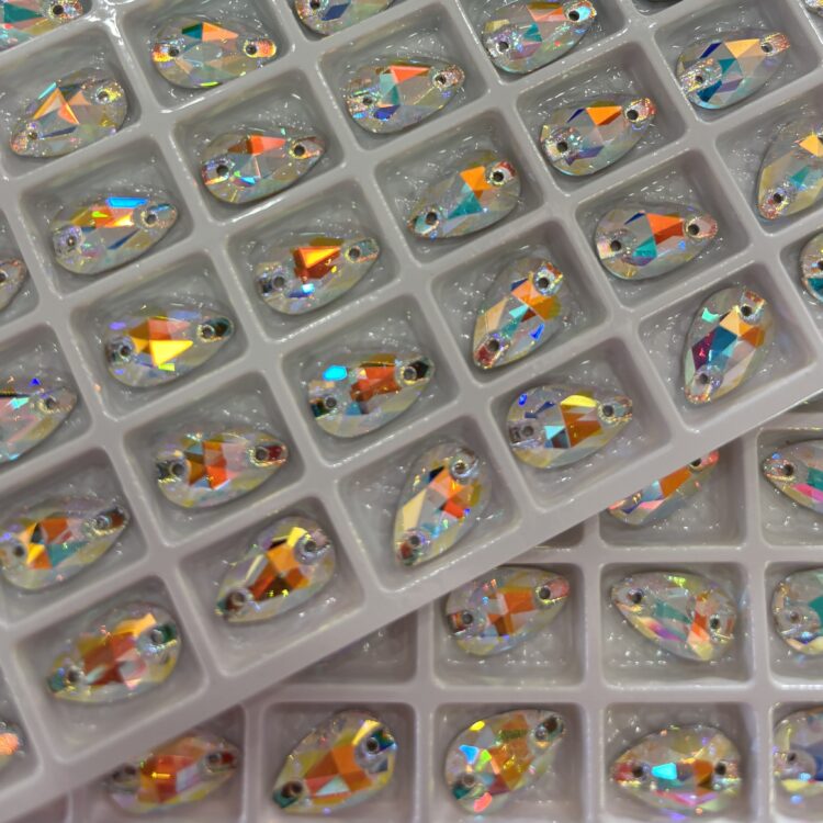 Pear Drop Flat Backs Sew-On - Crystal AB