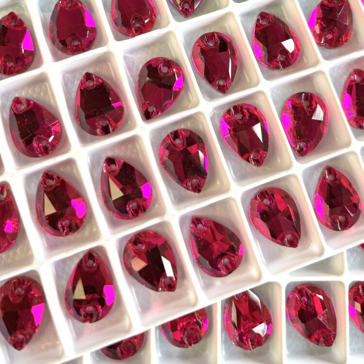 Pear Drop Flat Backs Sew-On - Fuchsia