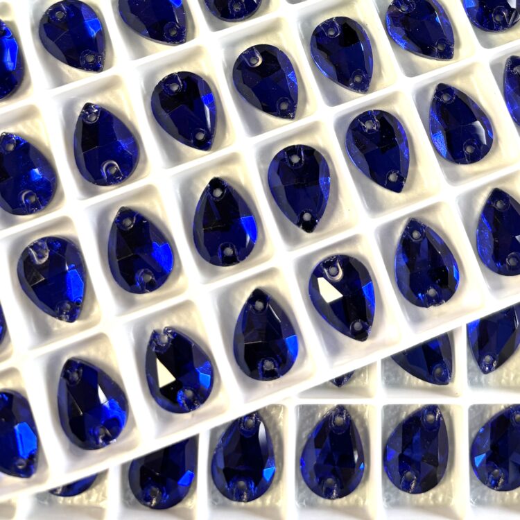 Pear Drop Flat Backs Sew-On - Sapphire Blue
