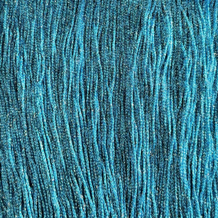 Stretch Metallic Fringing (30cm) - Metallic Turquoise and Silver