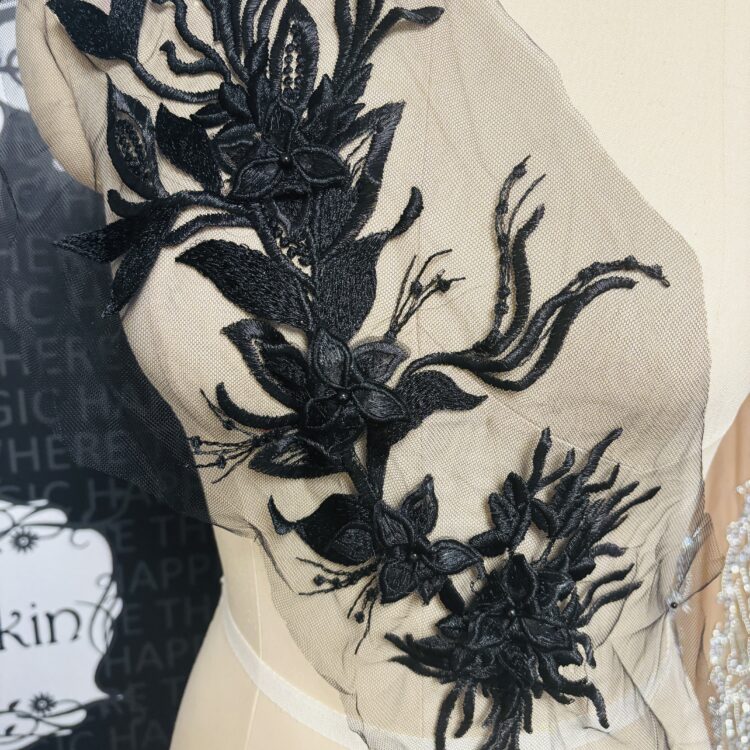 3D Zoey Floral Patch (Various Colours) - Black