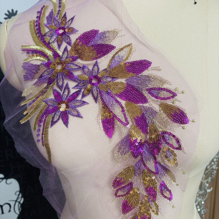 Jasmin Sequin Applique 16" x 7.5" purple