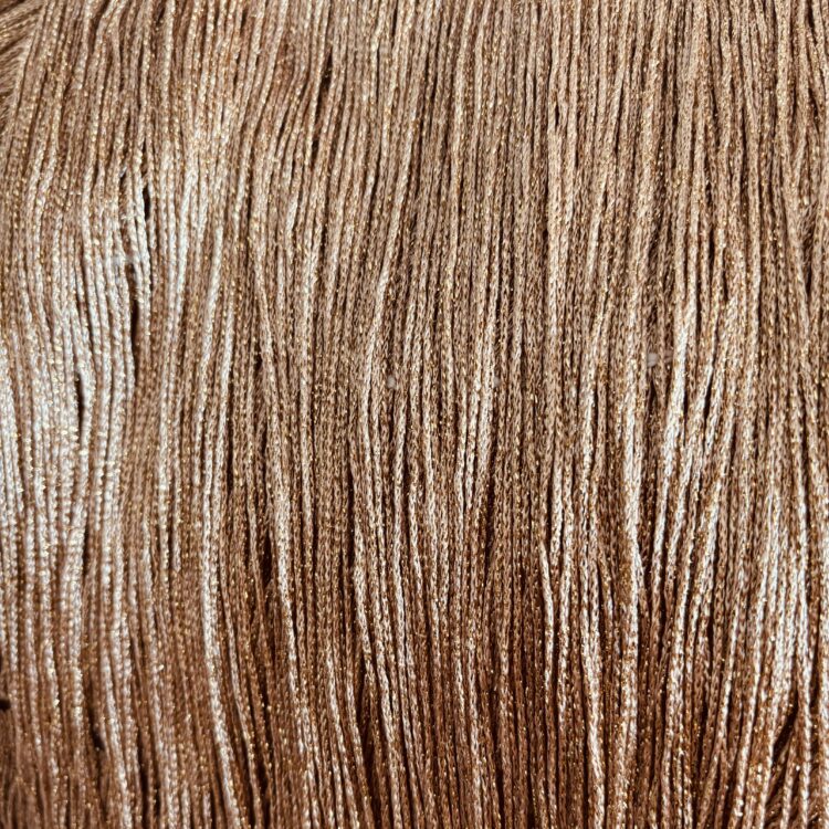 Stretch Metallic Fringing (30cm) - Latte with Gold Sparkle