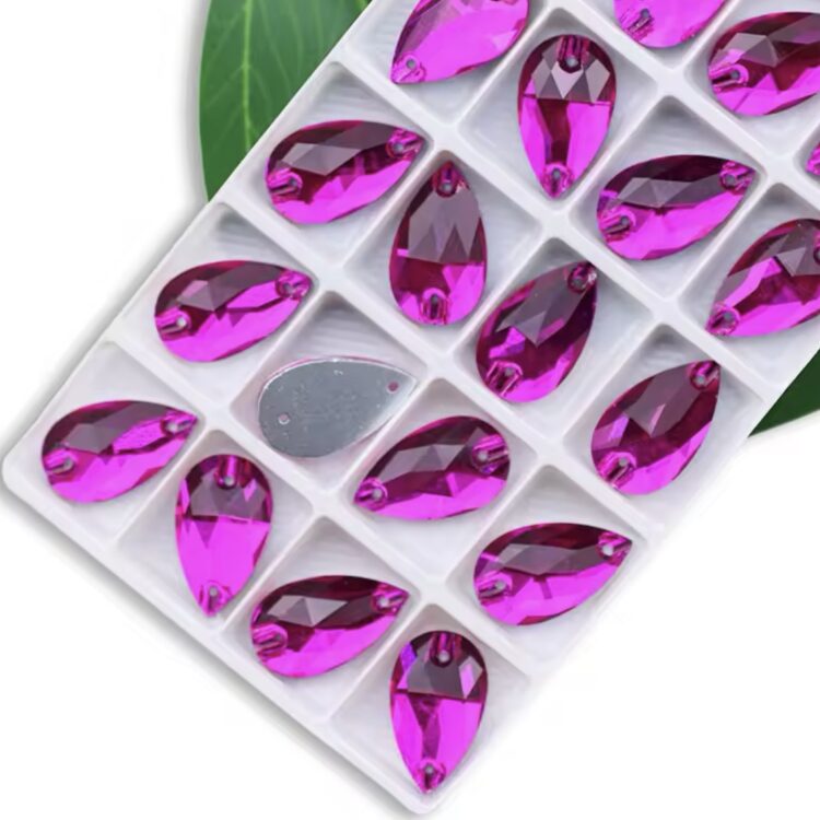 Pear Drop Flat Backs Non-Hotfix 13 x 22mm Fuchsia