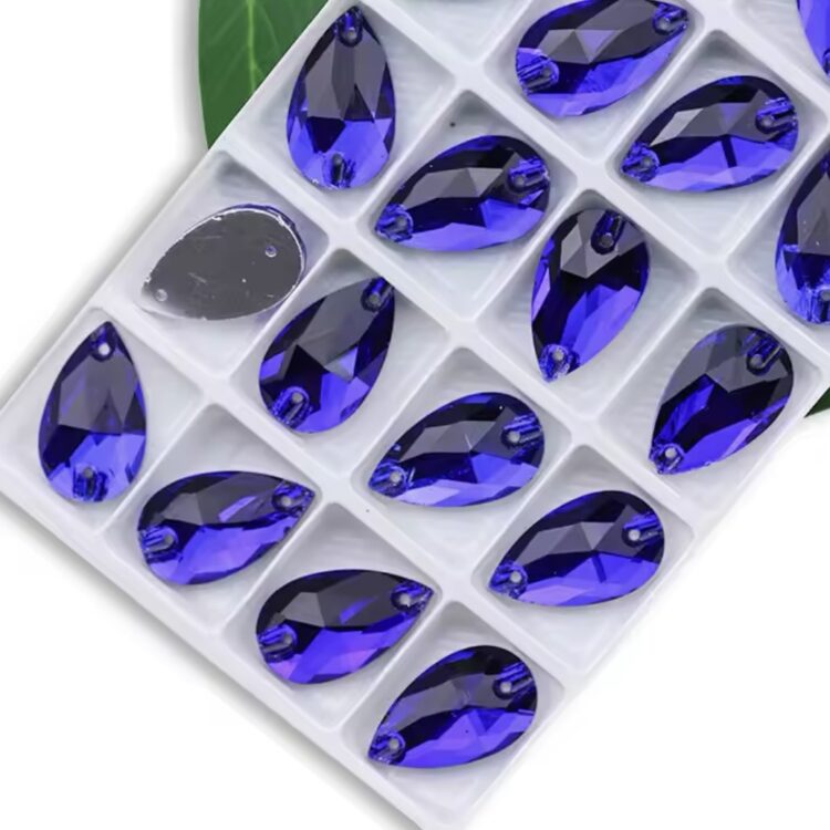 Pear Drop Flat Backs Non-Hotfix 13 x 22mm Sapphire Blue