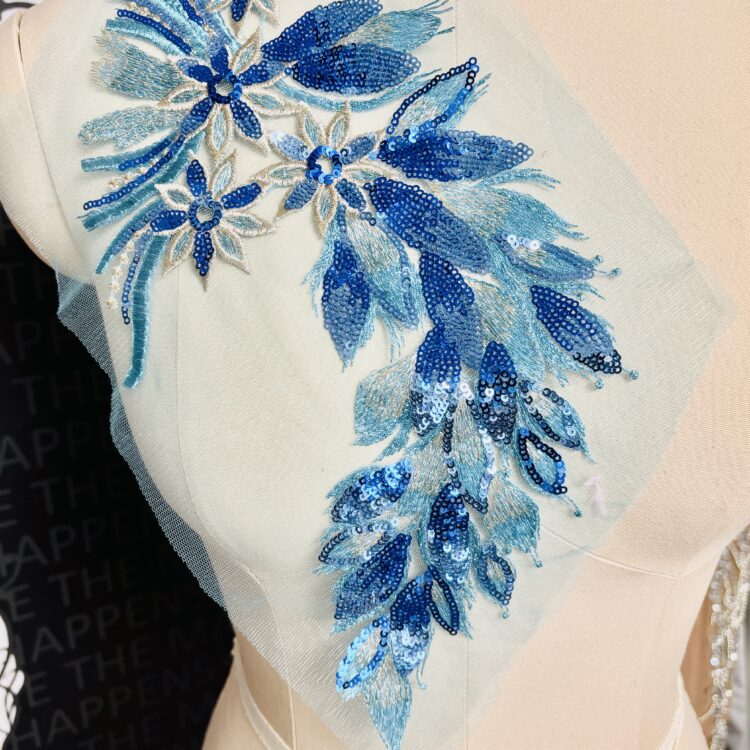 Jasmin Sequin Patch 16" x 7.5" light blue