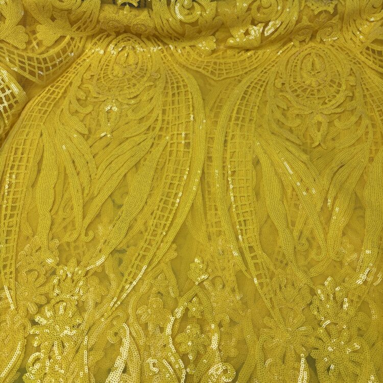 Yellow sequin fabric