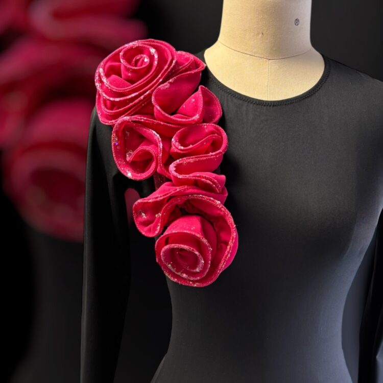 Ruby large sparkly 3D applique patch pink