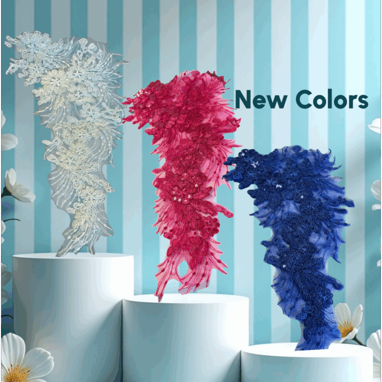 large sequin lace applique 16.5" x 10" various colours