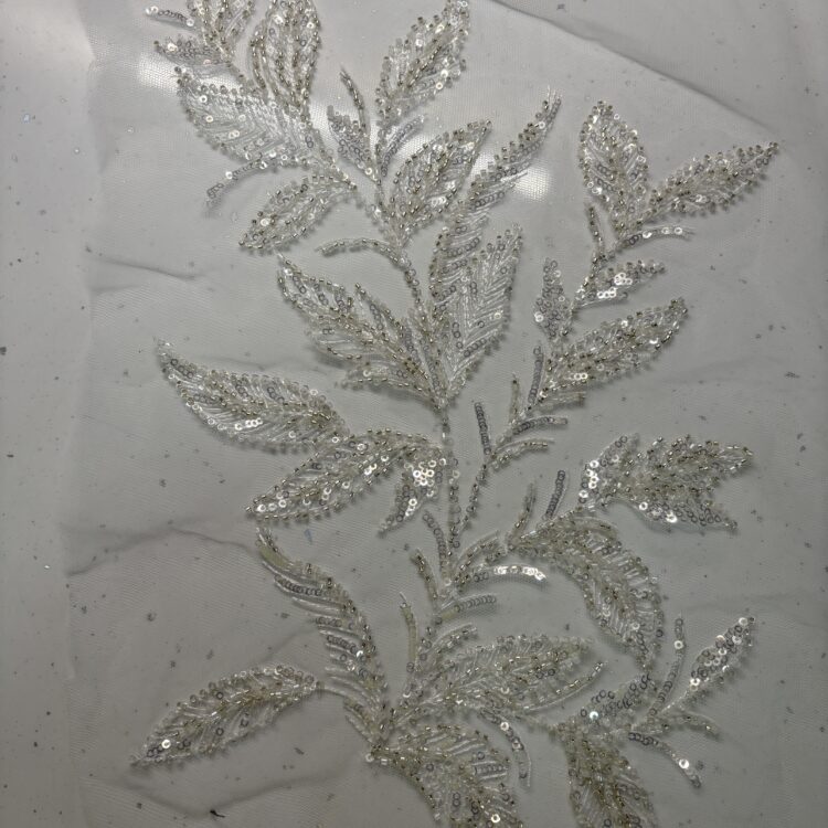 large sequin and bead patch ivory / silver