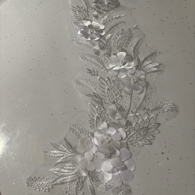 Large white 3D flower /pearl applique