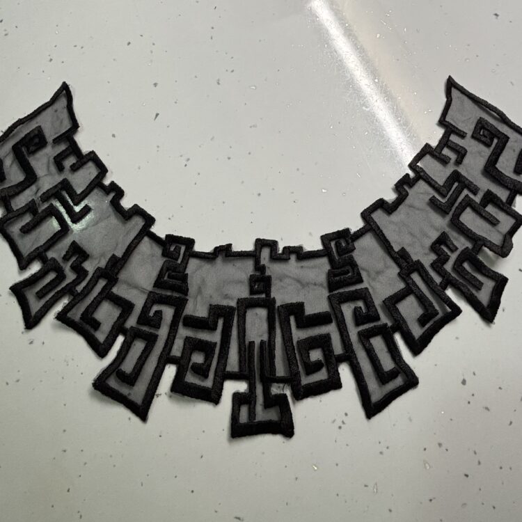 Black collar applique 13" x 4"