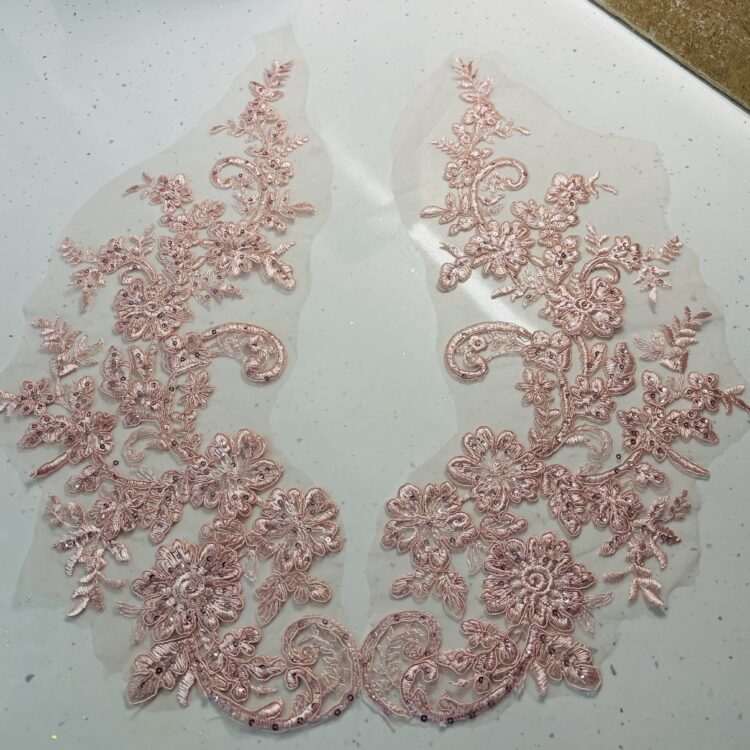 pair of large pink sequin applique patches