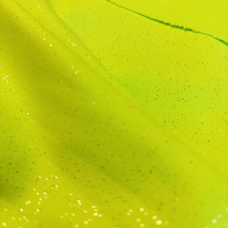 Flo Yellow Speciality Glitter 4 Way Stretch Lycra