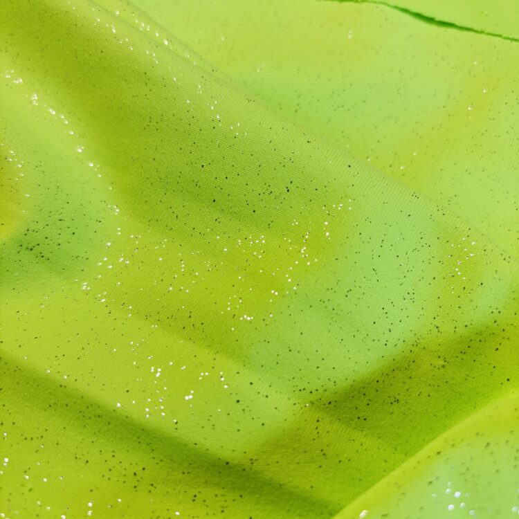 Flo Green Speciality Glitter 4 Way Stretch Lycra