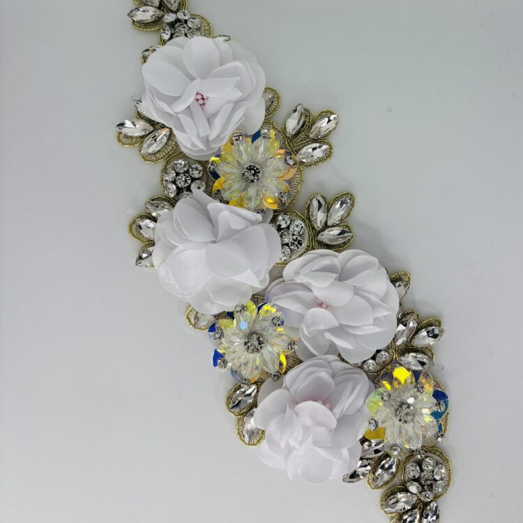 Crystal Beaded Flower -white