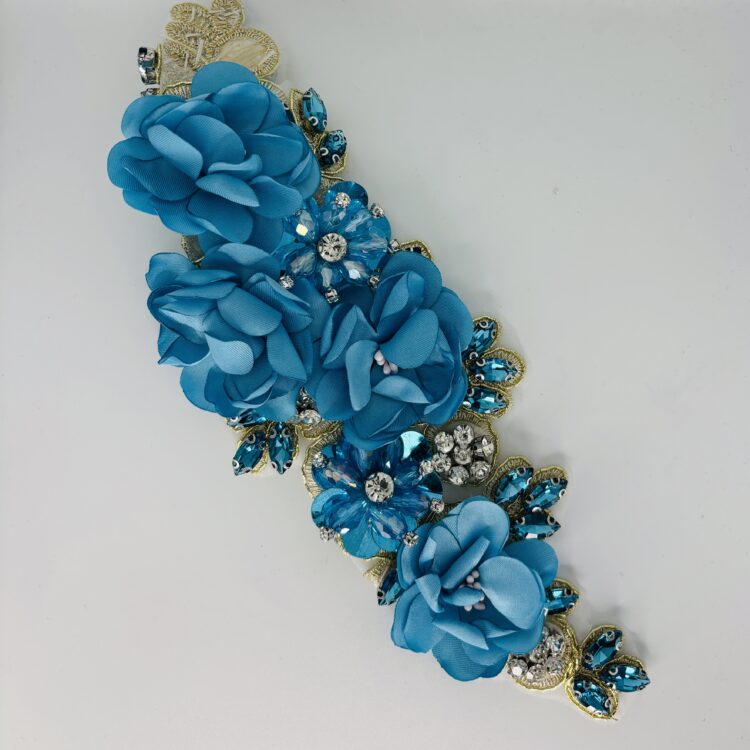 Crystal Beaded Flower - Blue