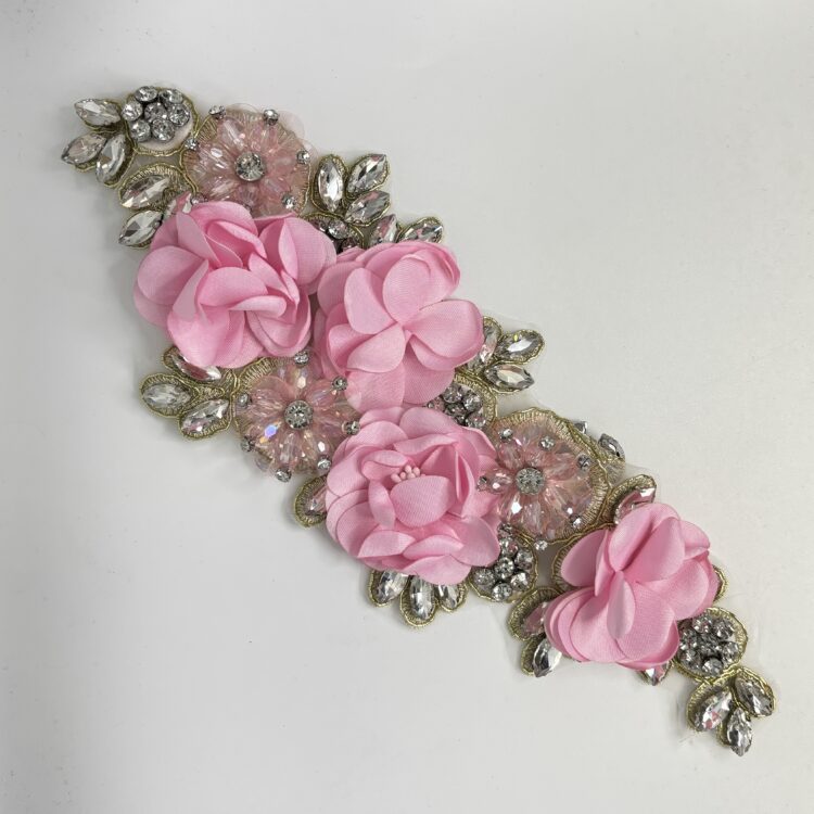 Crystal Beaded Flower - pink