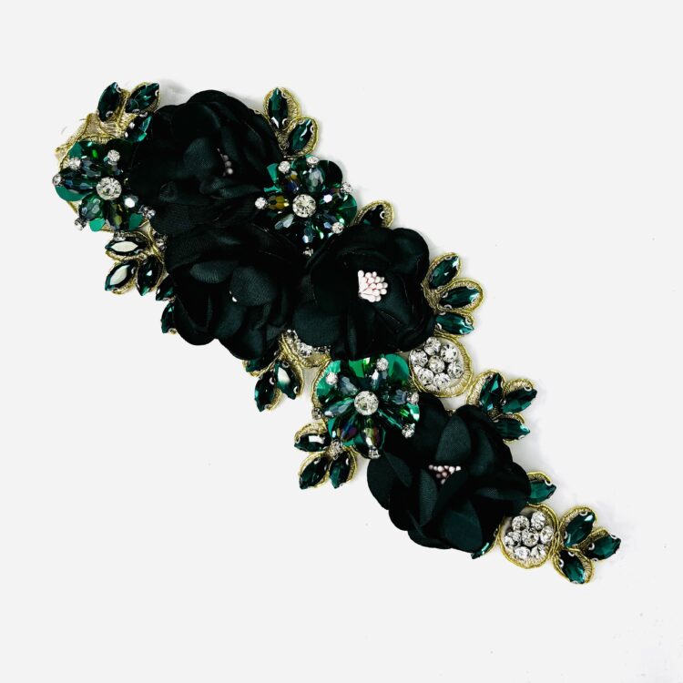 Crystal Beaded Flower - green