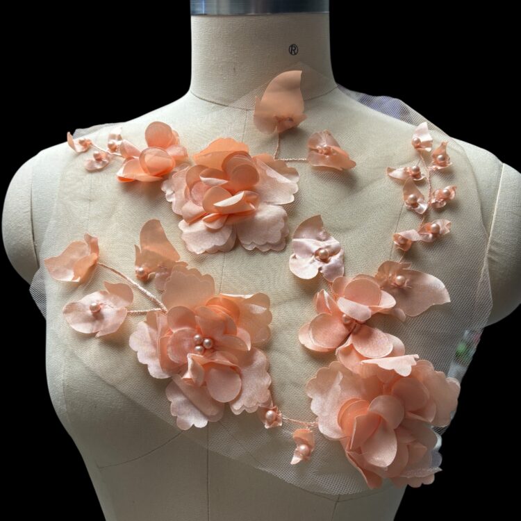 Pretty Pearl 3D applique - Peach - various sizes