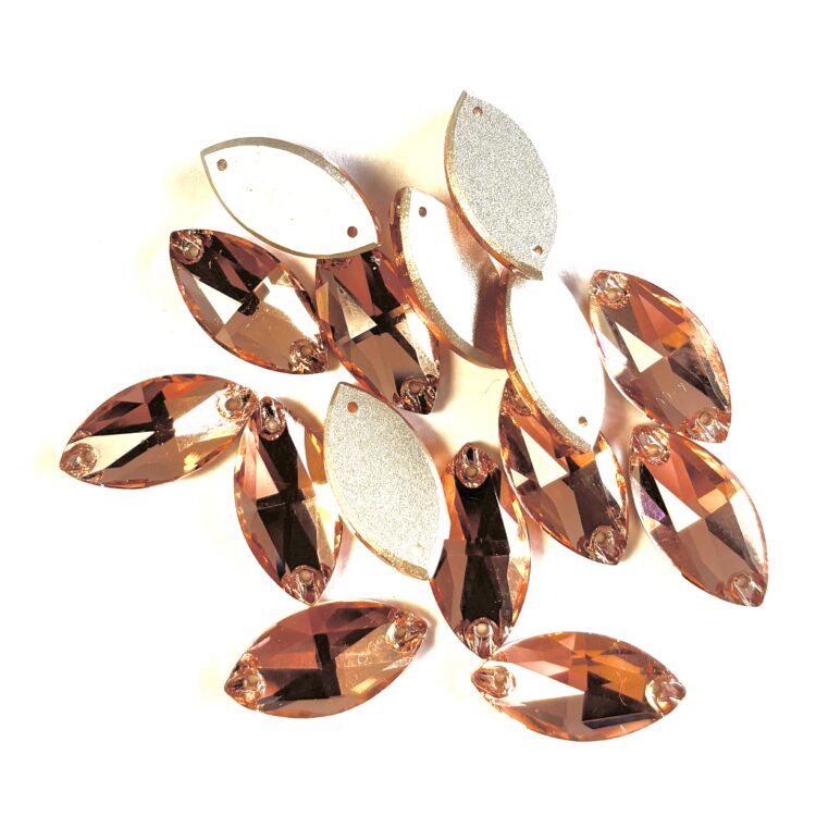 Navette Flat Backs Non Hotfix - Peach Fizz - 18x10mm