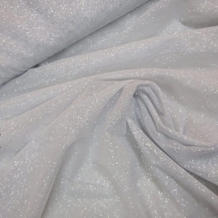 Specialist Glitter Power mesh - white with silver glitter