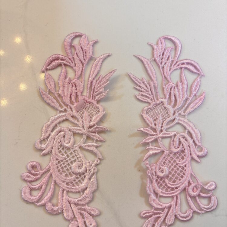 Baby pink applique set of 2 - 5.5" x 1"