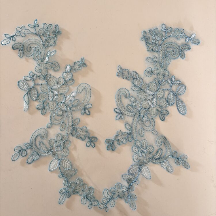 Blue Lace Applique - sold as a pair