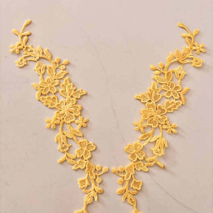 pair of Pastel yellow applique - 10" x 2"