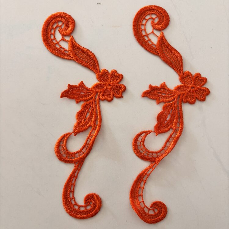 Pair of Orange applique  7" x 1.5"