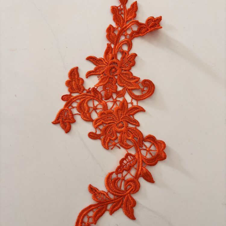 Orange floral applique patch - 12' x 3.5"