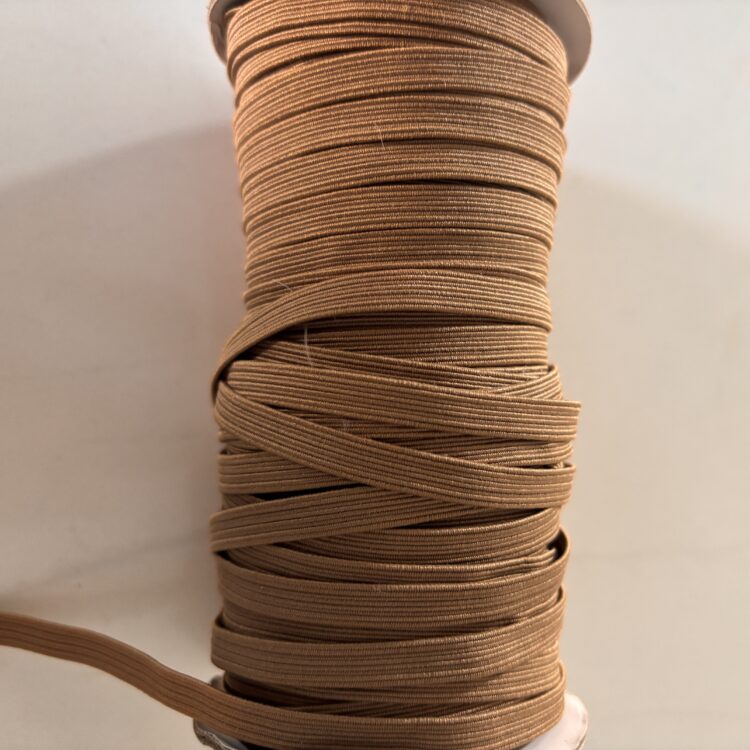 6mm ribbed elastic - dark nude -1 meter